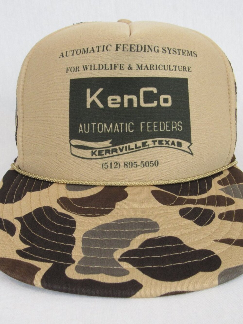 VTG Nissin Cap KenCo Automatic Feeders Kerrville TX Trucker Camo Rope Hat OSFA